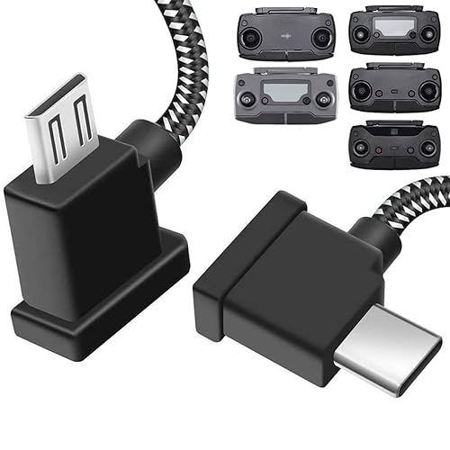 1FT Micro to USB C Remote Controller Cable for DJI Mavic Mini,Mini SE,Mavic 2 Pro/Zoom,Mavic Air/Pro,Spark,DJI Drone to IPhone16/17/15/Tablet Cable 90