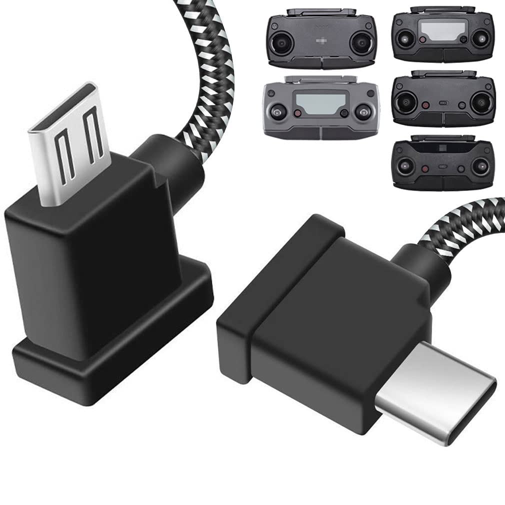 1FT Micro to USB C Remote Controller Cable for DJI Mavic Mini,Mini SE,Mavic 2 Pro/Zoom,Mavic Air/Pro,Spark,DJI Drone to IPhone16/17/15/Tablet Cable 90