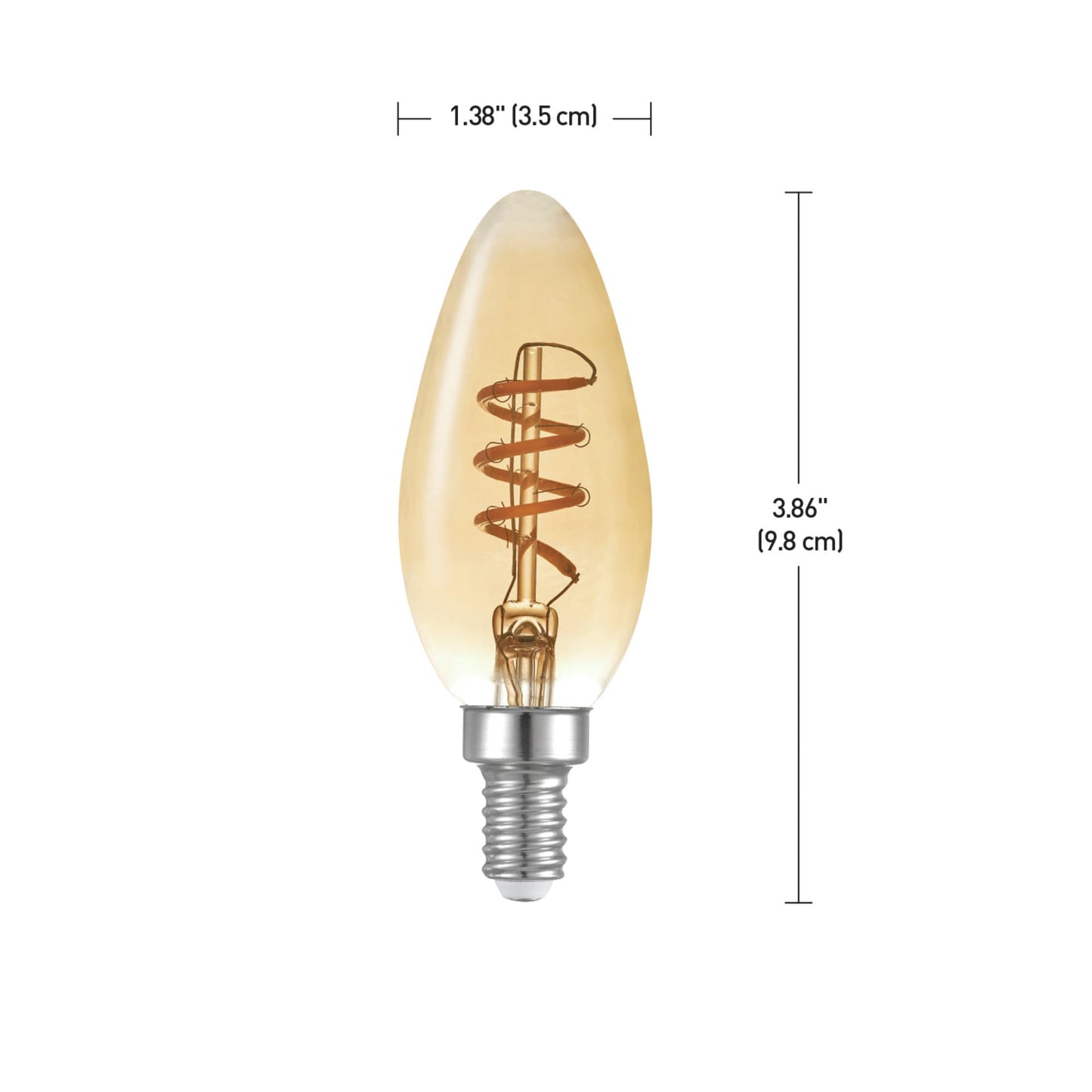 Globe Electric 40W Equivalent Soft White (2000K) Edison Candelabra Amber Glass Dimmable LED Light Bulb 31355, 1-Pack, B10 Vintage