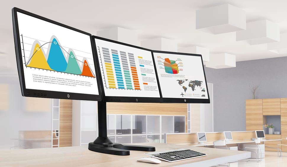 Mount-It! Triple Monitor Stand for 3 Screens up to 24", Height Adjustable Desk Mount with Free Standing or Grommet Base, 22 lbs per Arm, VESA 75x75
