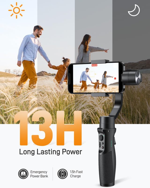 hohem iSteady Mobile Plus Gimbal Stabilizer for Smartphone, 3-Axis Phone Gimbal for Android and iPhone 15,14,13,12 PRO, Stabilizer for Video Recording