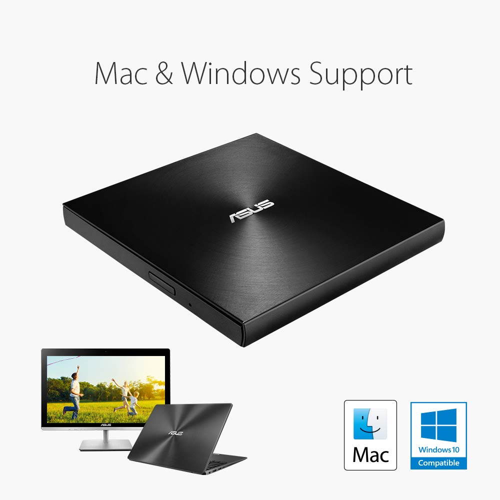ASUS ZenDrive Black 13mm External 8X DVD/Burner Drive +/-RW with M-Disc Support, Compatible with Both Mac & Windows and Nero BackItUp for Android