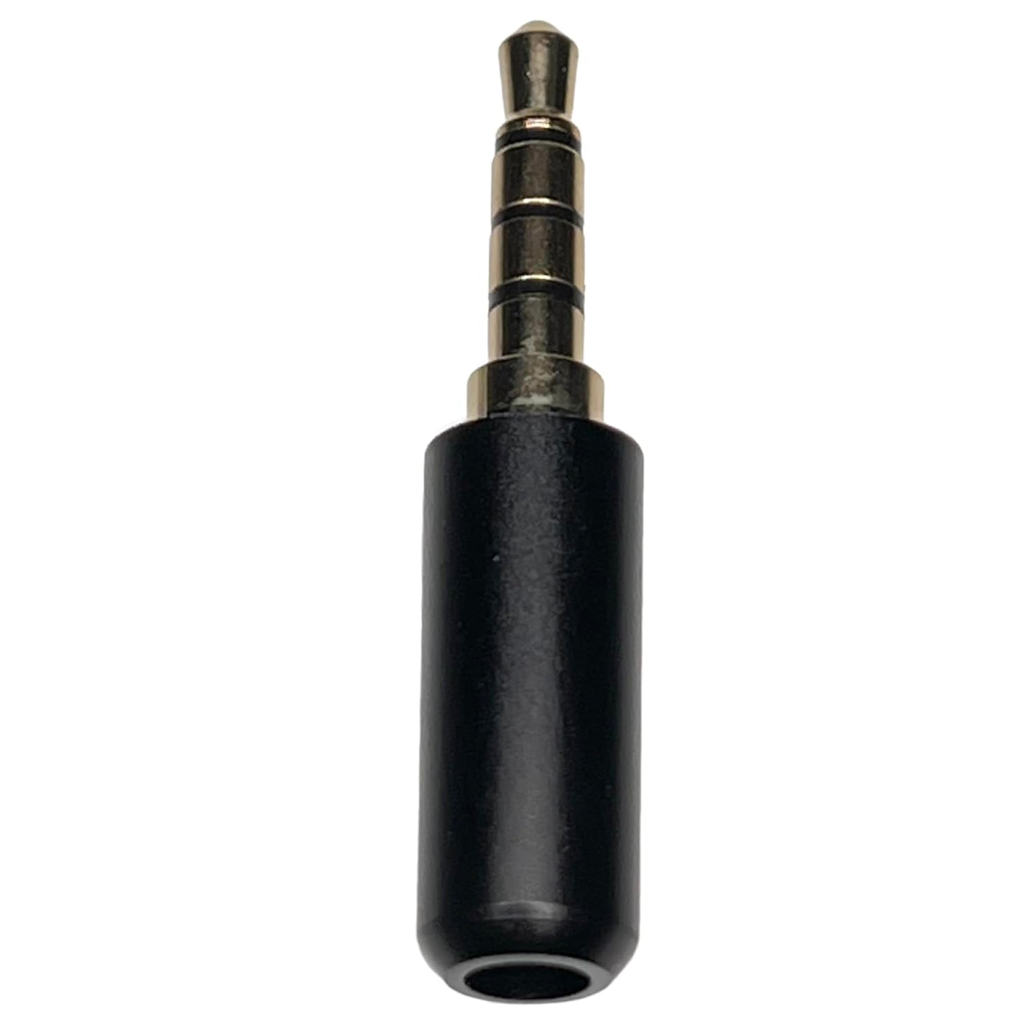 3.5mm TRRS 4 Pole Male Plug, Gold Plated Solder Headphone Jack with Black Metal Housing, 10 Pack