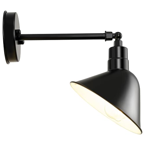 METOJIA Gooseneck-Barn Sign-Light Outdoor-Store Fixture - 8 inch Dome Angle Shade Small Wall Scoop Lights Farmhouse Vintage Antique Style Lighting