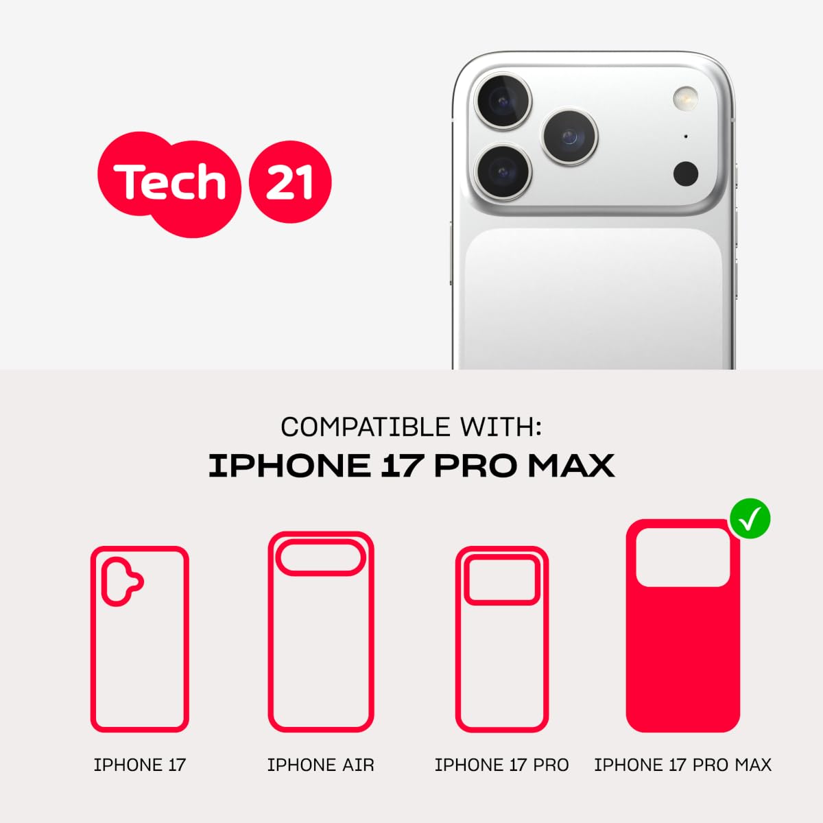 Tech21 EvoCheck Case for iPhone 17 Pro Max - Smokey/Black | Slim Protective Case | Impact Protection | MagSafe Compatible
