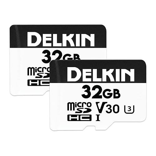 Delkin Devices 32GB 2-Pack Micro SD Cards - HYPERSPEED UHS-I (U3/V30) Max Read Speed 100MB/s, Max Write Speed 75MB/s | 32GB 2-PK Micro SD Memory Cards