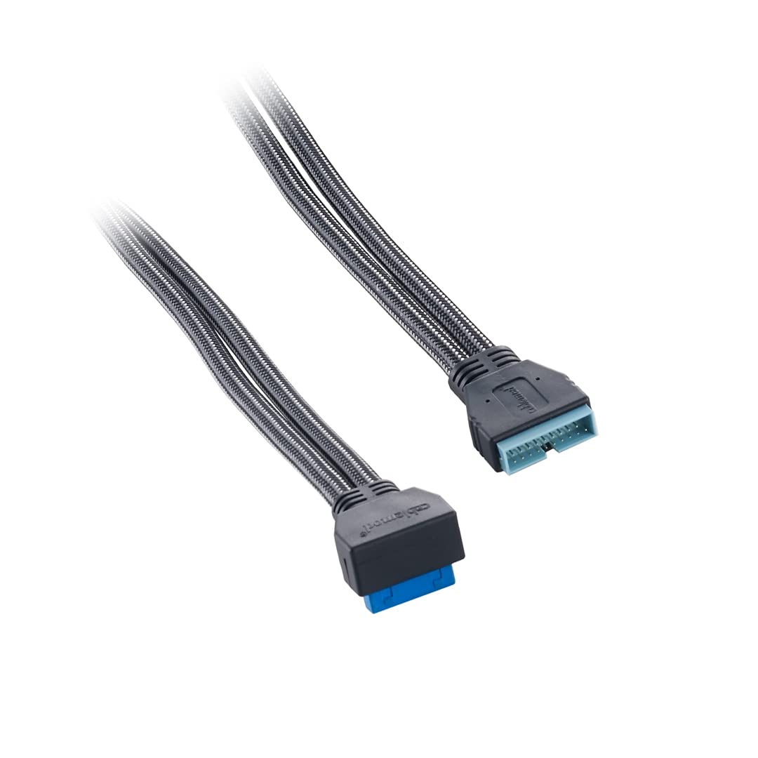 CableMod ModMesh Sleeved Right Angle Internal USB 3.0 Cable (Carbon, 50cm)