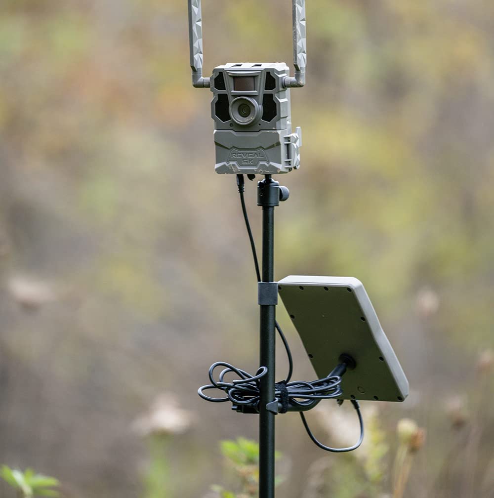 TACTACAM Reveal Adjustable Camera Stake with Solar Panel Mount, Fits All Outdoor Trail Cameras and Cellular Cameras with 1/4" 20 mounts