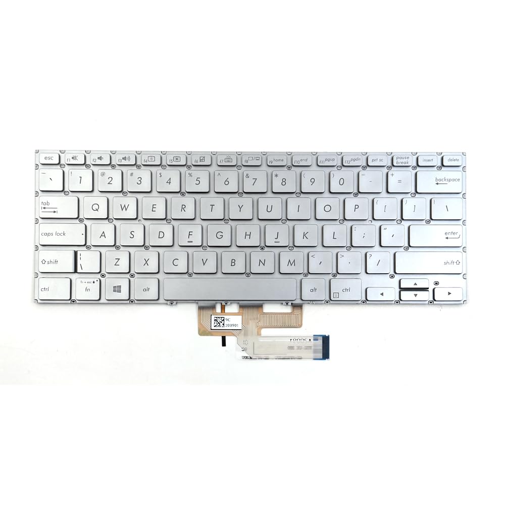 KGIGIBE Replacement Backlit Keyboard for Asus ZenBook Flip 14 UX462 UX462D UX462DA UX462F UX462FA UM462 UM462D UM462DA Laptop US Silver with Backlit