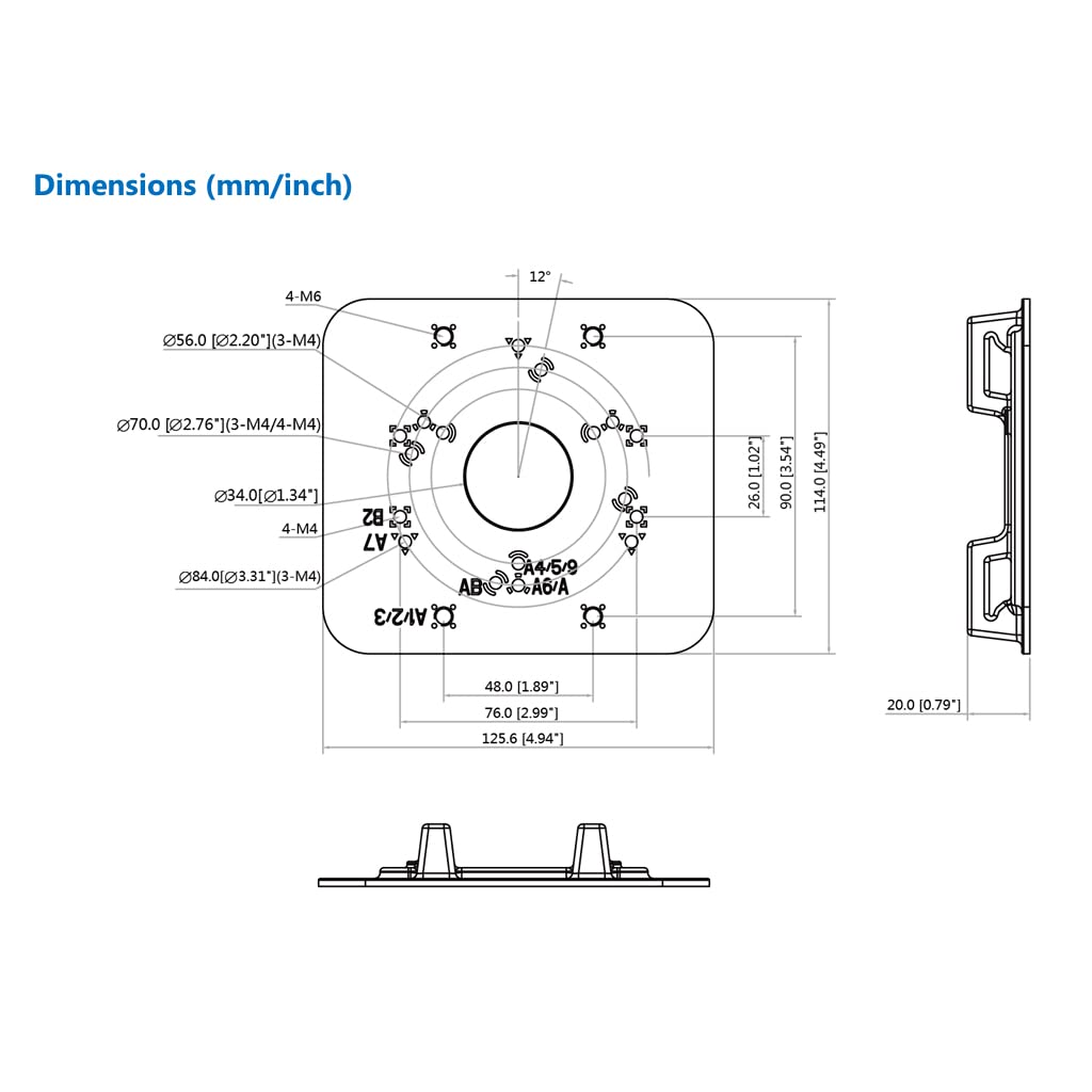 PFA152-E Pole Mount Bracket for Dahua IP and CVI Camera, White, Pack of 1