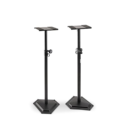 On-Stage SMS6600-P Hex-Base Monitor Stands Pair(Height-Adjustable Pedestal Studio Speaker Stands, Locking Pin, Hexagonal Base, Steel Construction