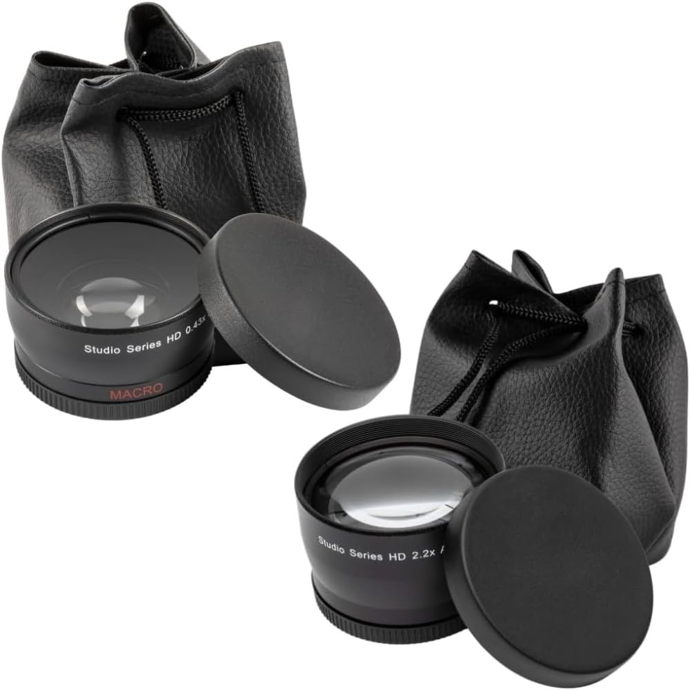 37mm HD Multi-Coated Wide Angle & Telephoto Lenses with Pouches & Caps for Canon, Nikon, Panasonic, Sony, Samsung, Fujifilm, Pentax, Olympus Cameras