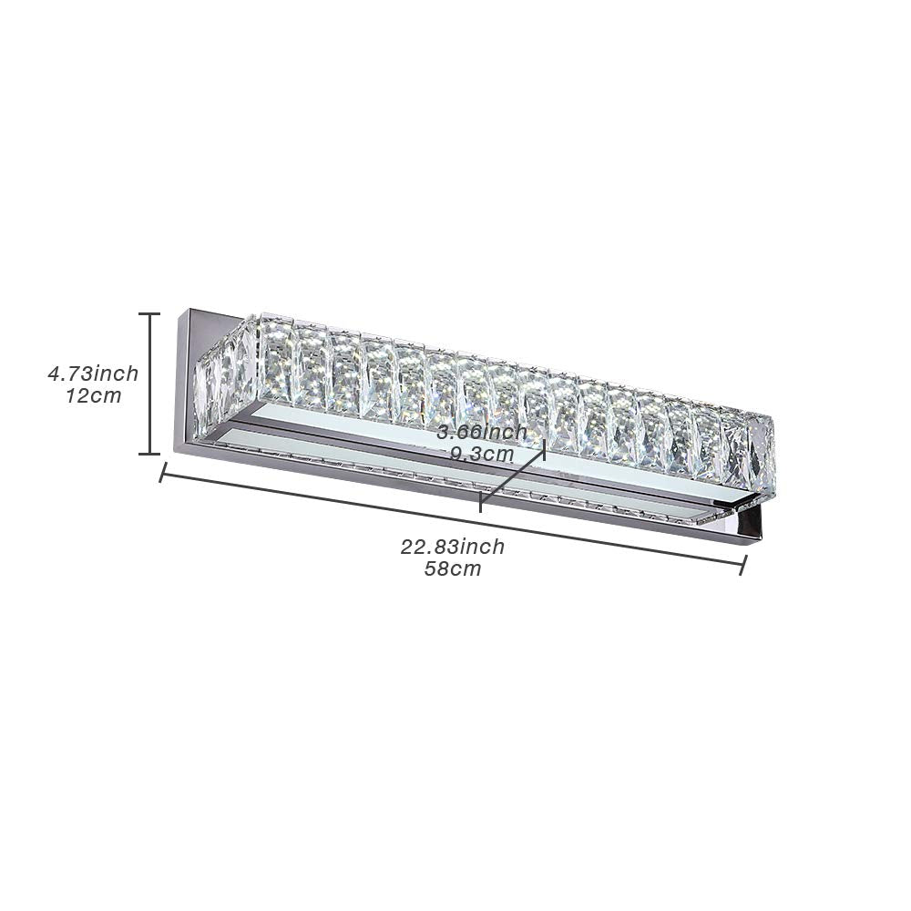 Crystal Vanity Lights, Bathroom Vanity Lighting Fixtures Over Mirror, LED Modern Wall Lights Fixtures Made for Stainless Steel Finish and K9 Crystal
