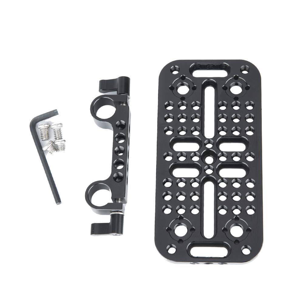 NICEYRIG Camera Cheese Mounting Plate with 15mm Rod Clamp, Top Plate for DSLR Rig System Battery Converter Box