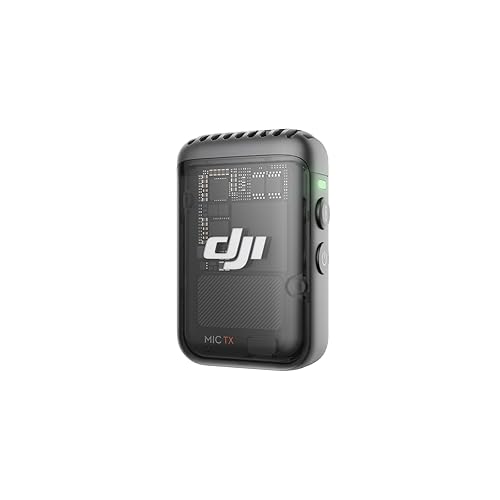 DJI Mic 2 Transmitter (Shadow Black), Wireless Microphone with Intelligent Noise Cancelling, 14-Hour Internal Recording, 6-Hour Battery, Magnetic