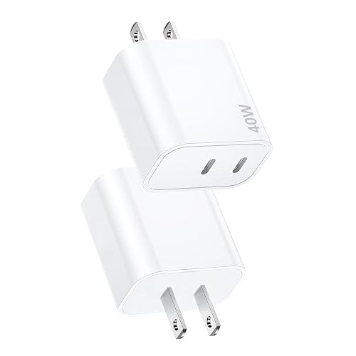 USB C Charging Block Fast Charger,2Pack 40W Dual Port Fast USB C Wall Charger Block,Type C Charging Plug Power Adapter Compatible with iPhone 17 Pro