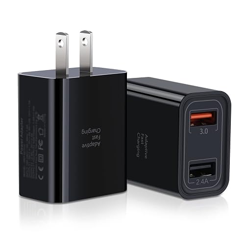 Dual USB Charger, 2-Pack Quick Charge 3.0 Wall Charger Power Adapter, Dual A Port 30W QC3.0 Fast Charging Block Compatible for iPhone 17 16 15 14 13