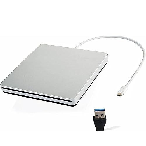 VikTck External USB-C SuperDrive DVD CD Drive Portable DVD CD Reader/Burner for Apple-MacBook Air/Pro/iMac/Mini/MacBook Pro/ASUS/DELL/Laptop