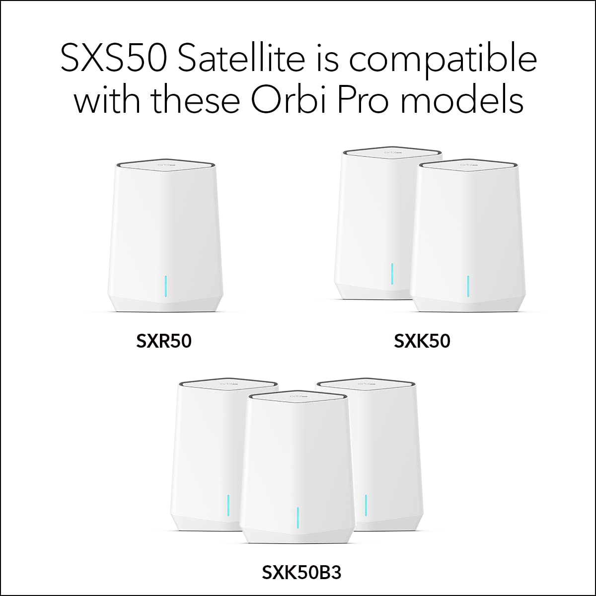 NETGEAR Orbi Pro WiFi 6 Tri-Band Mesh Add-on Satellite (SXS50) for Business or Home, Coverage up to 2,500 sq. ft, 75 Devices, AX5400 802.11AX (up