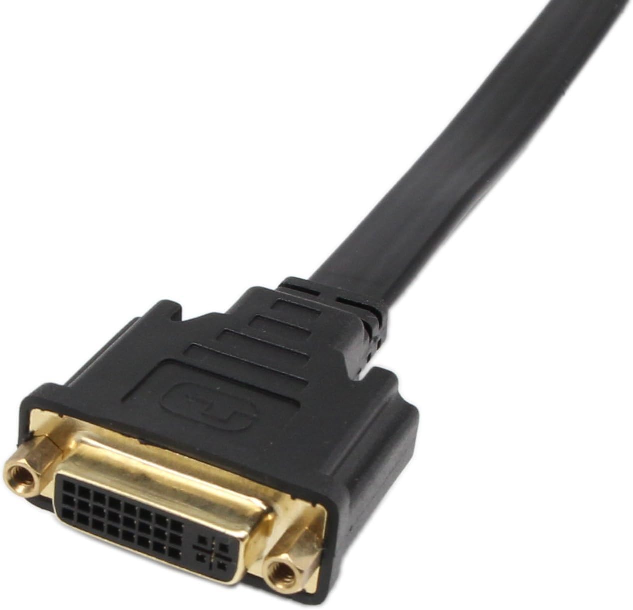 zdyCGTime 90 Degree DVI Extension Cable, 1FT/30CM Flat Slim DVI-D Dual Link, Female to Male, Supports 1080p, Compatible with TV, Projector