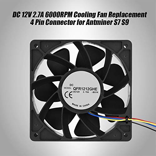 DC 12V 2.7A 6000RPM Cooling Fan Replacement 4 Pin Connector for Antminer S7 S9 with Speed Sensor Server Inverter Axial Case Cooling Fan