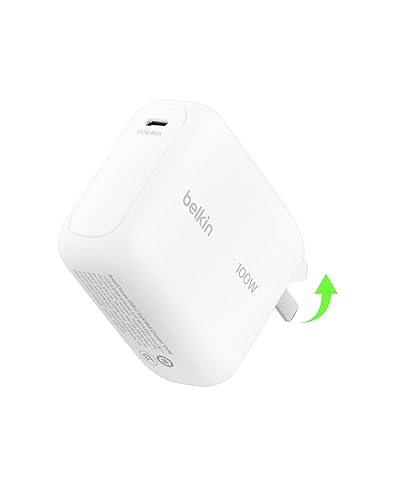 Belkin USB C Wall Charger 100W - Compact GaN Charger for MacBook Pro/Air, Chromebook, Dell, iPad, Tablet, iPhone 17, Samsung Galaxy S26, AirPods - USB