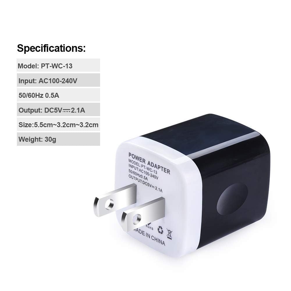 USB Wall Charger, Charging Cube,Sicodo 3Pack Dual Port Charging Block Plug in Cell Phone Charger Box Brick USB Power Adapter for iPhone 17 16 15 14 13