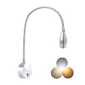 Adust Reading Lights for Books in Bed, Bedside Reading Lamp, 3W LED Dimmable Wall Mount Lamp, Adjustable Colour