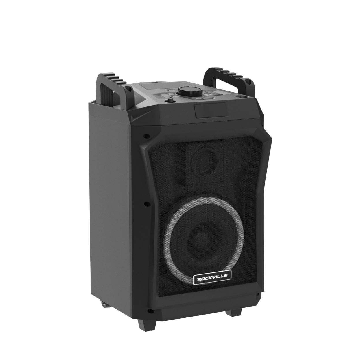 Rockville ROCKNGO 800 10" Portable Bluetooth Speaker, LED Lights, Wheels, Mic Priority, for Parties and Outdoor Events