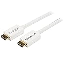 StarTech.com 5m 16 ft White CL3 In-wall High Speed HDMI Cable - Ultra HD 4k x 2k HDMI Cable - HDMI to HDMI M/M - Audio/Video, Gold-Plated