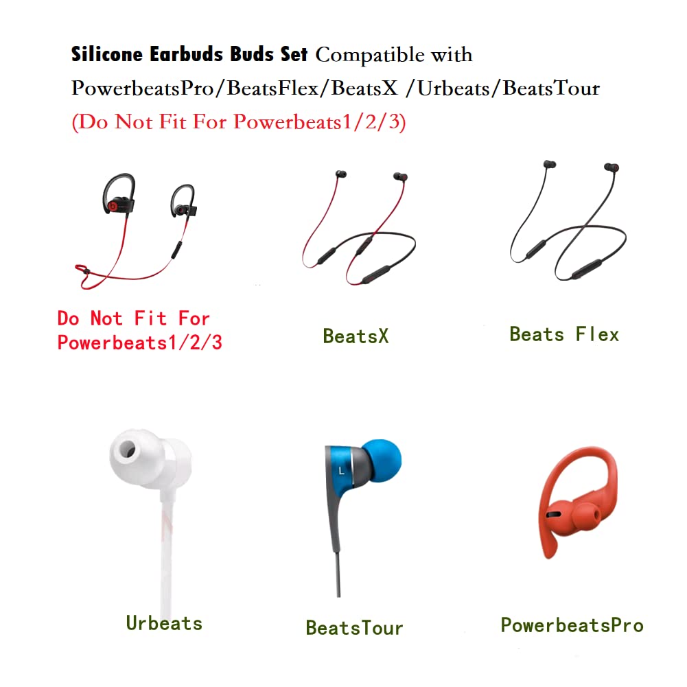 Replacement Earbuds Silicone Earbuds Buds Set 8 Pairs Compatible with Beats Flex Compatible withProwerbeats Pro