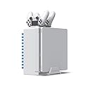 ElecGear Games Disk Tower, Vertical Stand, Dual Charger White Blu-ray DVD Disc Storage Organizer Holder, PS4 Controller Twin Charging Station