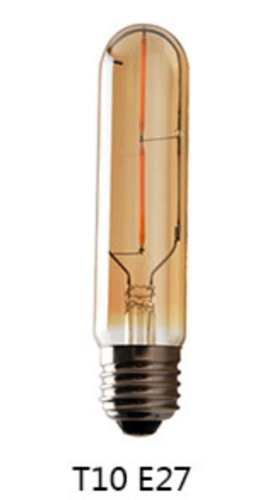 Vintage Edison LED Bulb 4 Pack,T10/T30 LED Bulbs 2W Antique COB Tubular Filament LED Bulb Tubular Edison Style LED Filament Bulb T10,Dimmable,E27