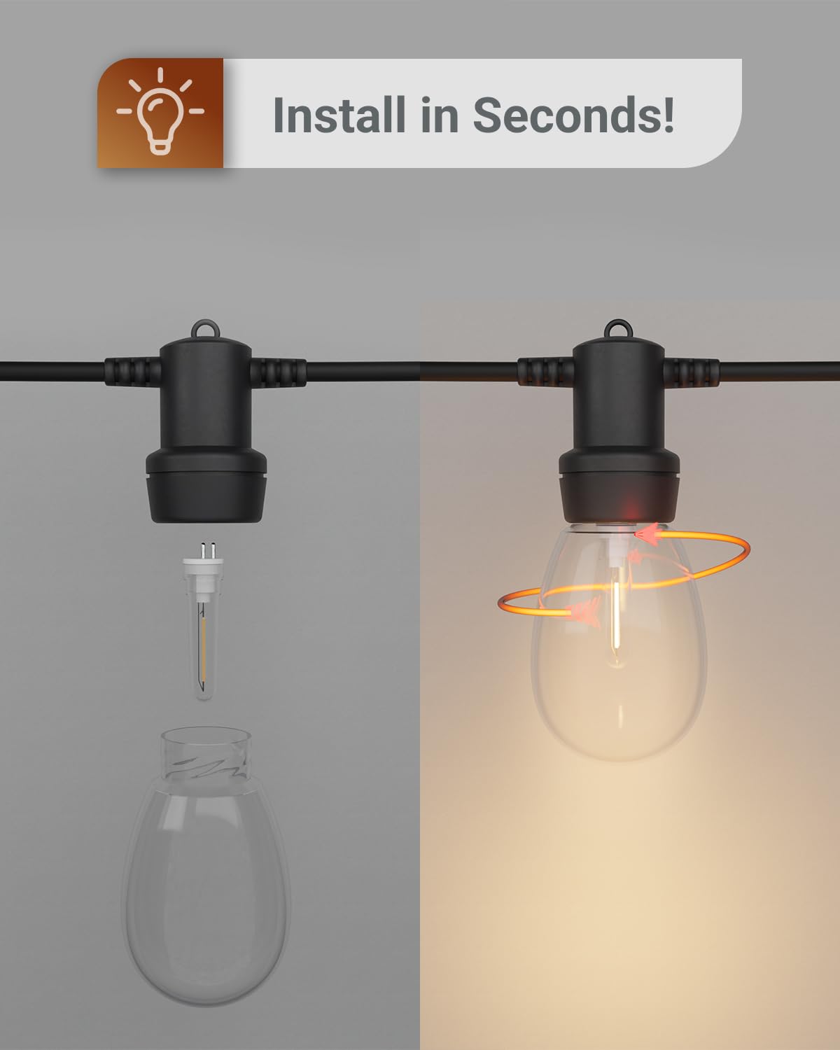 Sunco 12 Pack S14 LED String Light Bulbs, 1W=4W, 2700K Soft White