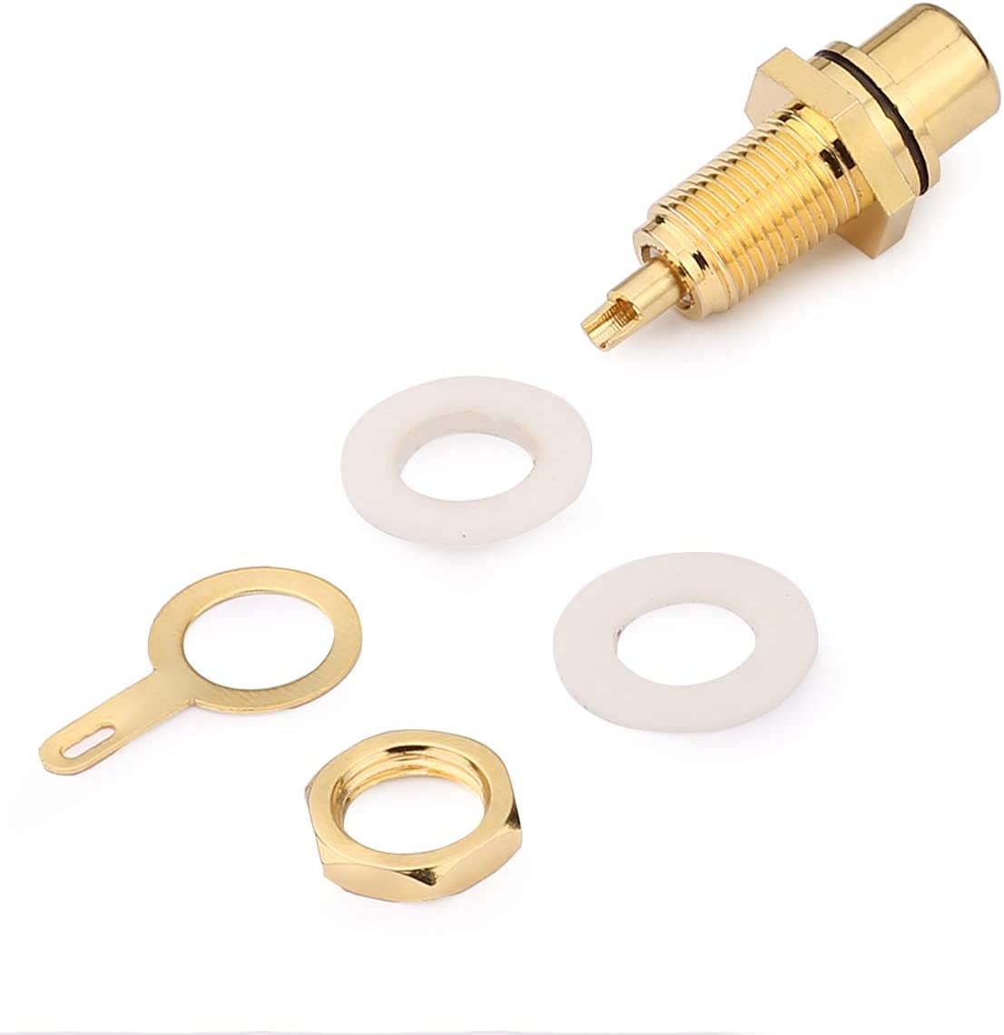 GDQLCNXB Gold Plated Female RCA Phono Panel Mount Chassis Socket Plug Jack Connector - (6 Pcs)