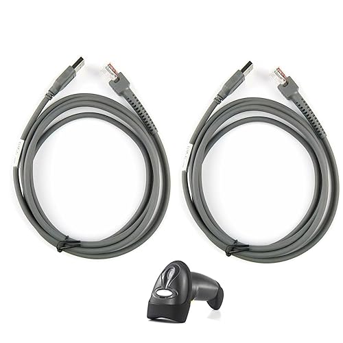E-Simpo 2pcs LS2208 USB to RJ45 Cable 7ft 2mtr CBA-U01-S07ZAR Dura-Gray For Zebra Symbol Barcode Scanner Ls2208ap Ls1203 Ls4208 Ls4278 Ds6707 Ds6708