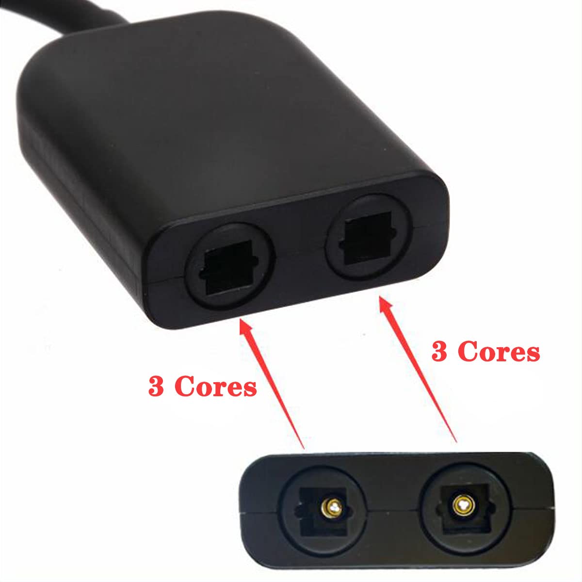 GLHONG 24K Gold Plated 1 in 2 Out Digital Toslink Optical Fiber Audio Splitter Cable, 6 Cores Fiber Optic Adapter, Fiber Converter for Home Theatre