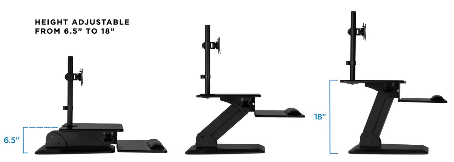 Mount-It! Standing Desk Converter with Monitor Mount | Height Adjustable Workstation with Keyboard Tray, Ergonomic, Free Standing, Easy Installation