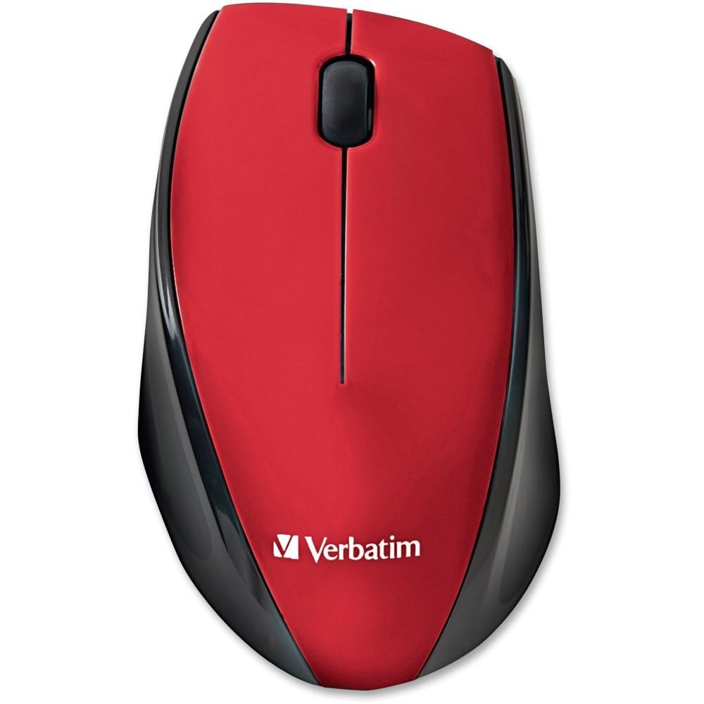 Verbatim Multi-Trac Wireless Notebook Blue LED Mouse, Nano Receiver, Red