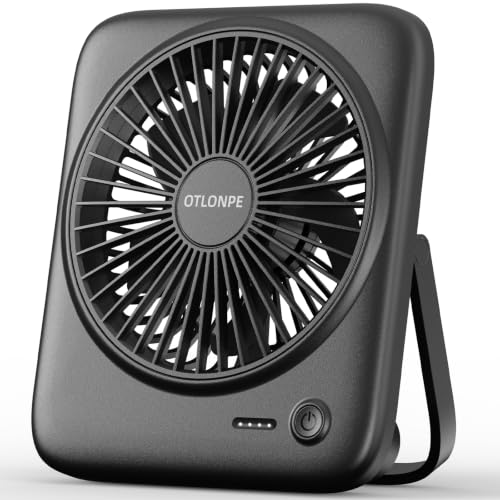 Otlonpe Personal Portable Desk Fan, 4000mAh Small Rechargeable Portable Fan Battery Operated & USB Powered for Travel Sleeping Bedroom Office Home