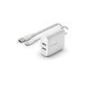 Belkin 24W Dual Port USB Wall Charger w/ USB-C Cable Included - Fast Charging iPhone 16 Charger for Power Bank, iPad & iPad Pro, Samsung Galaxy S25