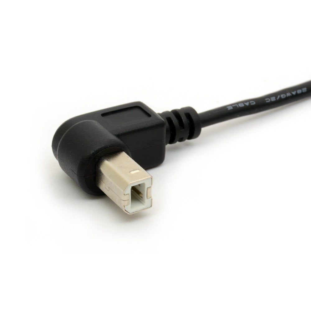 BSHTU 1.5M USB to Printer Adapter Cables 90 Degree USB 2.0 A Male to B Down Angle Plug Converter Lead 480Mbps High Speed Adaptor Scanner Extension
