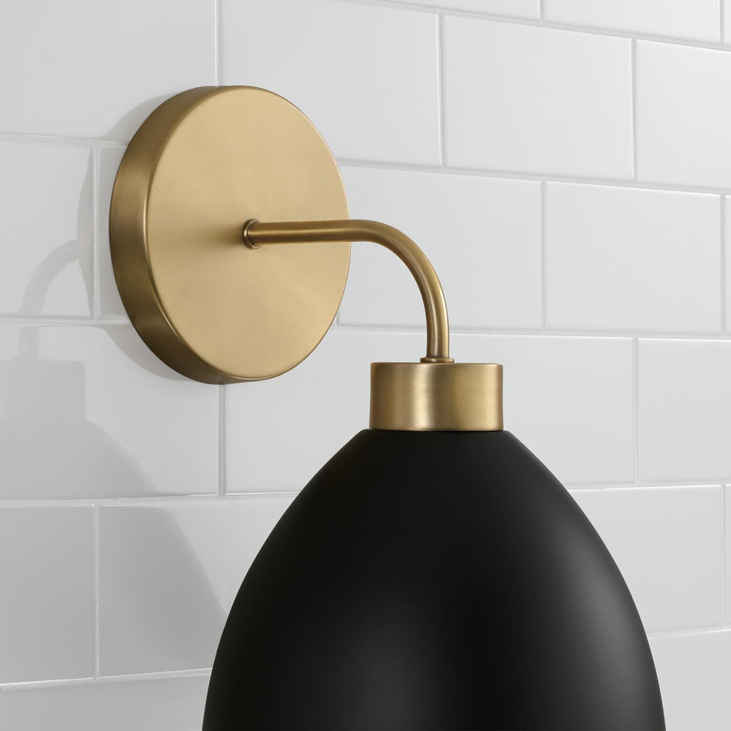 HomePlace Lighting 652011AB Ross Modern Luxe Art Deco Mid-Century Matte Black Metal Cone Wall Sconce, 1-Light 100 Watt, 11" H x 8" W, Aged Brass