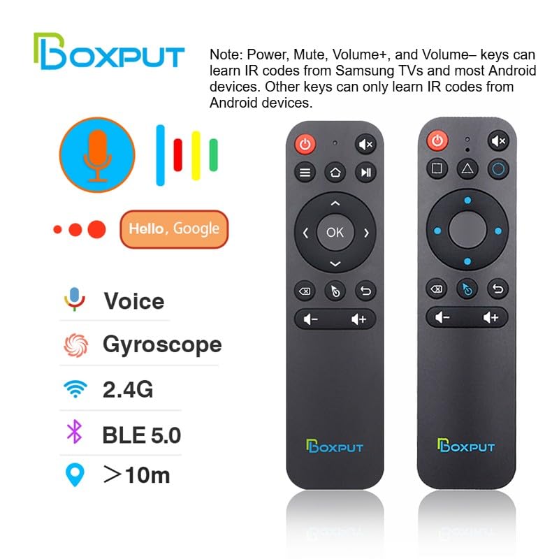 BOXPUT BPR1S Plus Air Mouse Remote 2026 New BT & 2.4G RF Replacement Remote with USB Receiver and Voice Control Supports 6-Axis Gyro IR Learning