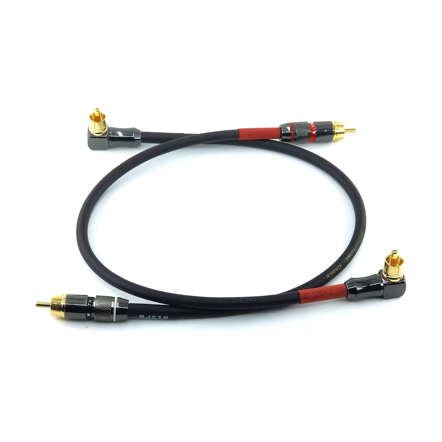 WJSTN-055 90 Degree Right Angle RCA Subwoofer Cable Audio Cable RCA Male to Male Audio Video Cord for Subwoofer, HDTV, Amplifiers,Home Theater,Hi-Fi