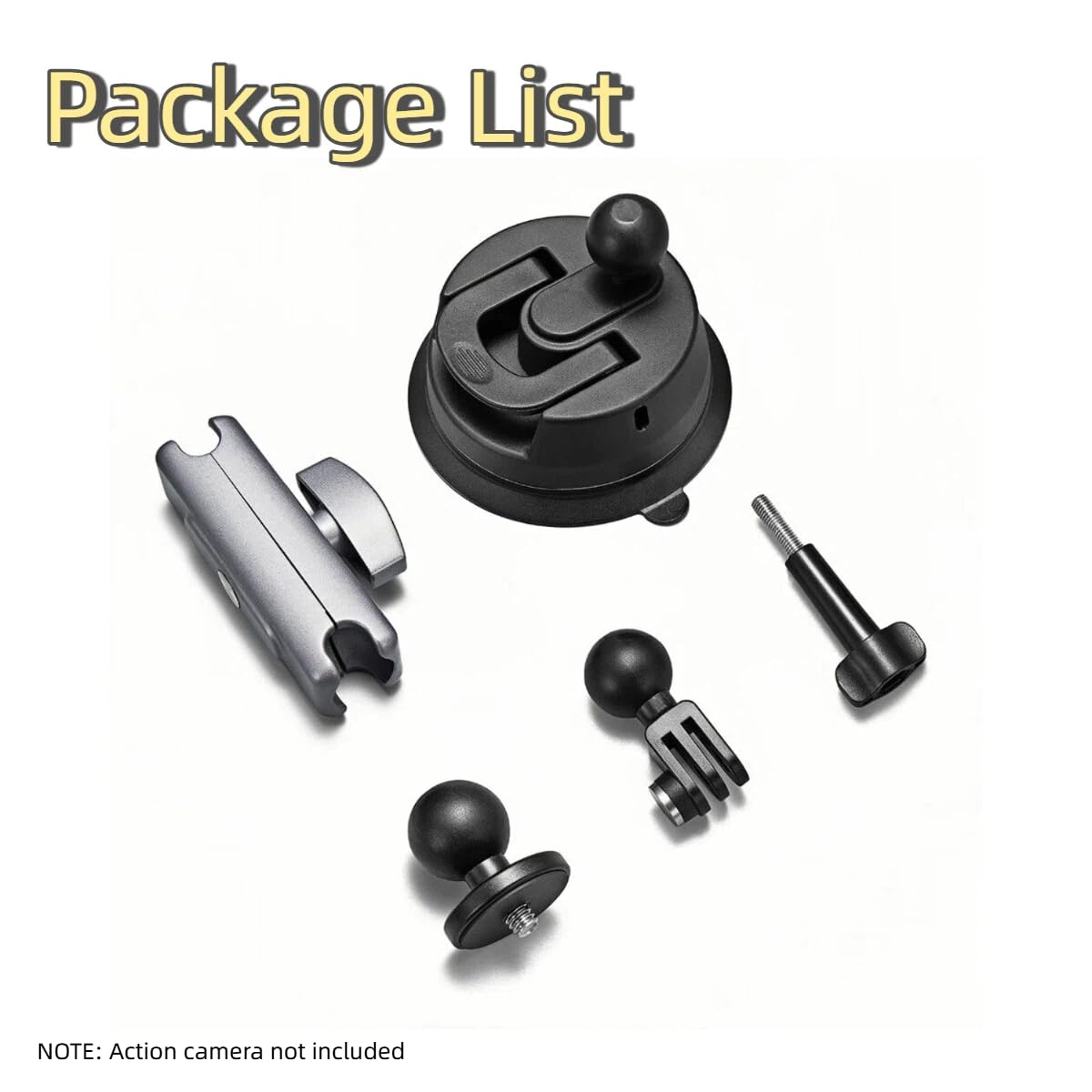 Suction Cup Camera Mount with 360° Ball Head Magic Arm,Sporting Cameras Holder Accessories Compatible with Insta360 X5 X4/GoPro/DJI OSMO 360,Standard