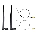 Highfine 2 x 2.4GHz 6dBi Indoor Omni-Directional WiFi Antenna 802.11n/b/g RP-SMA Female Connector + 2 x 20cm/8" U.FL/IPEX to RP-SMA Pigtail Antenna