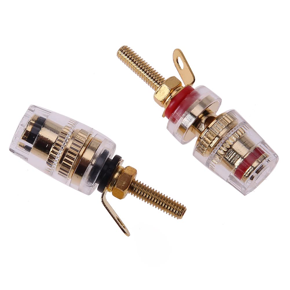 CCeCCe 4 Pack Amplifier Terminal Connectors Insulated Binding Post Ends 5-Way Gold Plated 4mm Banana Female Socket Jack Plug Long Thread M4 Screw