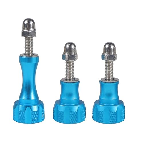 NovelGoal CNC Aluminum Long Short Thumb 3pcs Knob Bolt Nut Adapter Screws Compatible with Go-pro Hero 8 7 6 5 4 Connector (Blue)