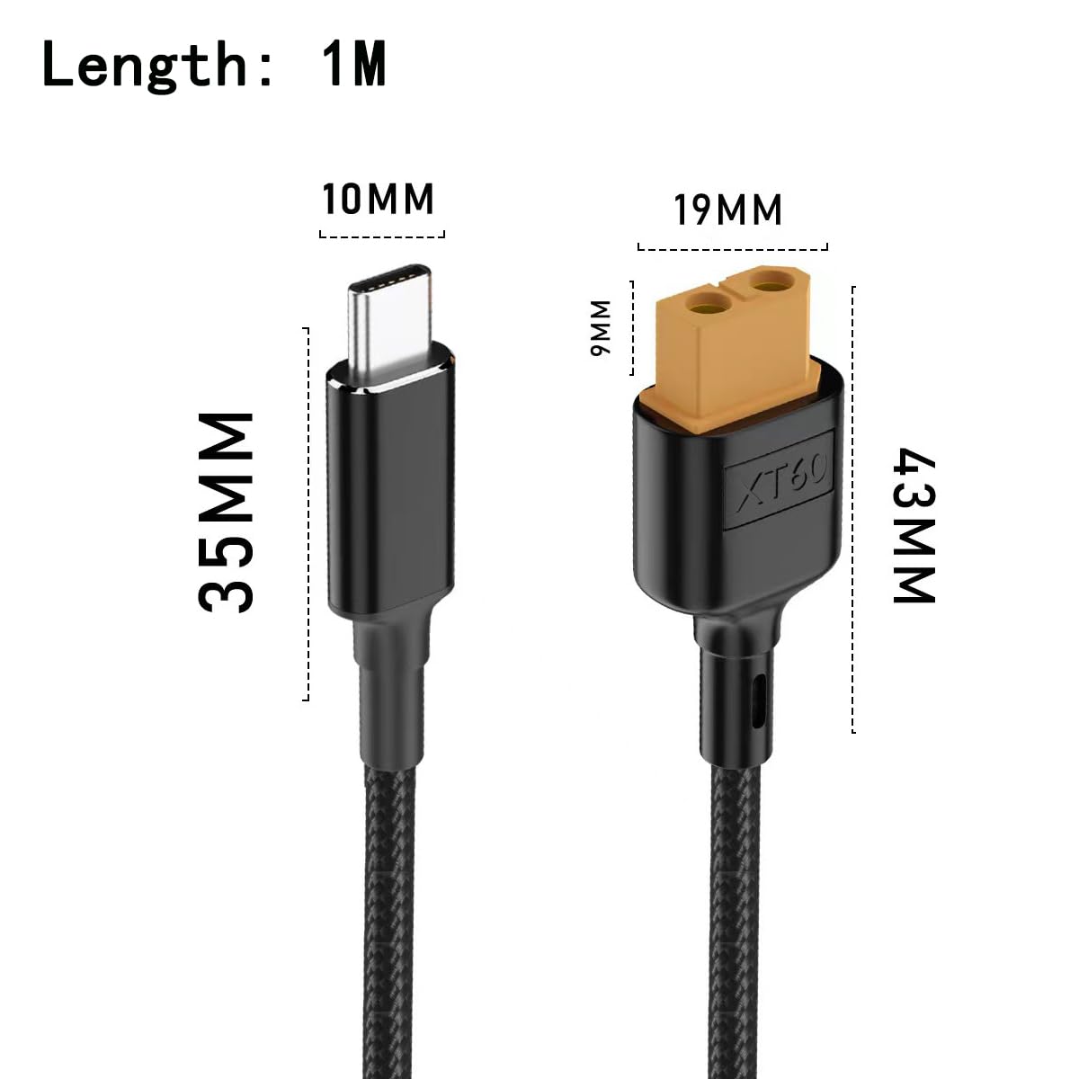 ZJKJHJY Type-C Male to XT60 Female Charging Cable,XT60 Adapter Cable,XT60 Charging Cable for M7 M6 M6D Charger Fatshark Skyzone FPV Monitor Power